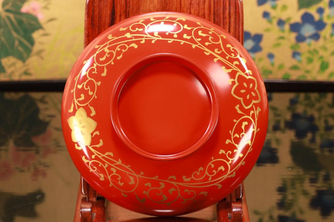 BJ120　時代輪島塗　四君子図蒔絵　吸物椀　五客　木製　茶道具 懐石 会席