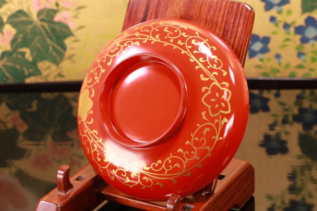 BJ120　時代輪島塗　四君子図蒔絵　吸物椀　五客　木製　茶道具 懐石 会席