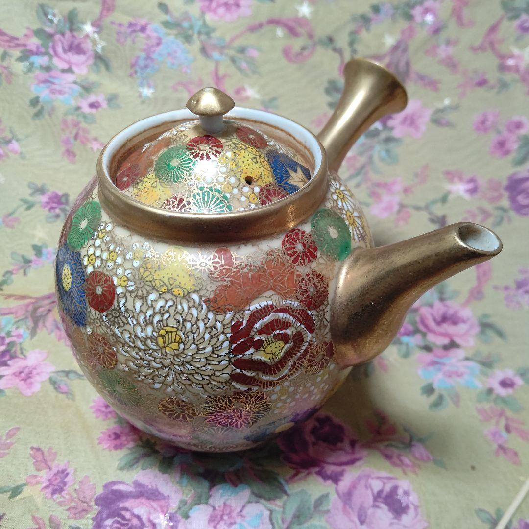 九谷隆山作 花詰 蓋付茶器五客揃 おまけ付き