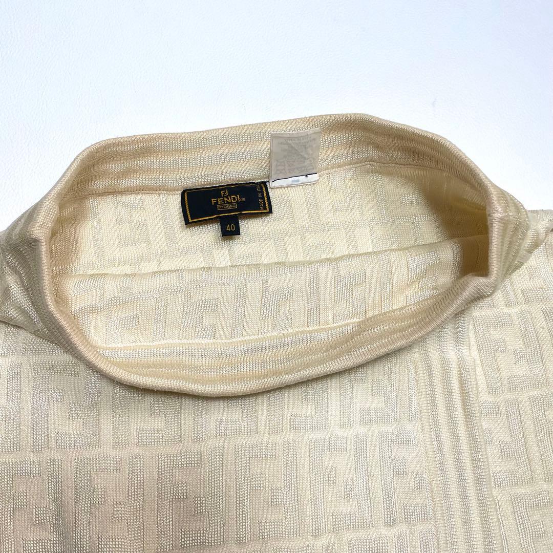 FENDI フェンディ ニット スカート ズッカ柄 総柄 ベージュ 40サイズ