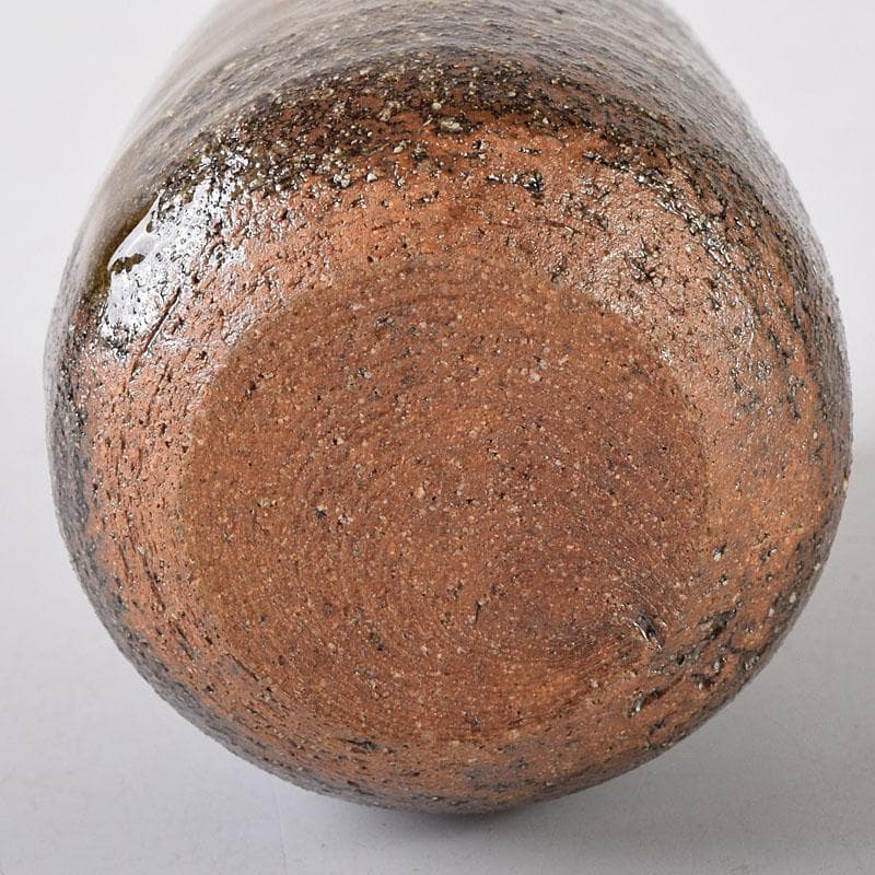 茶道具　鶴田純久作　青唐津　肩衝茶入　仕覆付　共箱　V　7902