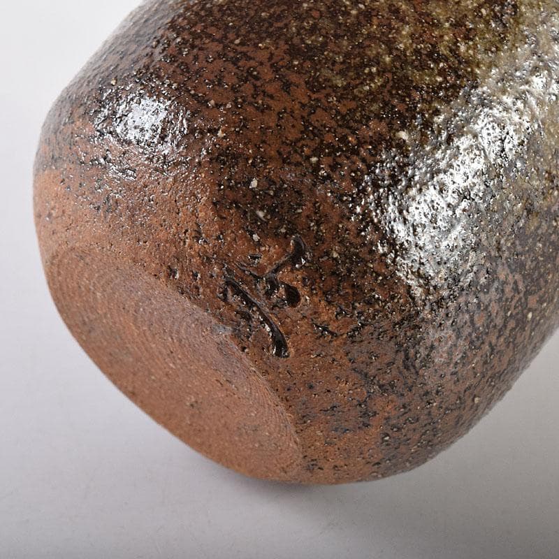 茶道具　鶴田純久作　青唐津　肩衝茶入　仕覆付　共箱　V　7902