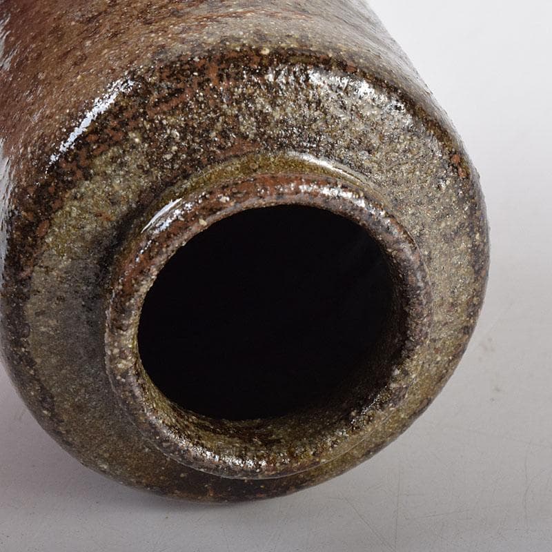 茶道具　鶴田純久作　青唐津　肩衝茶入　仕覆付　共箱　V　7902