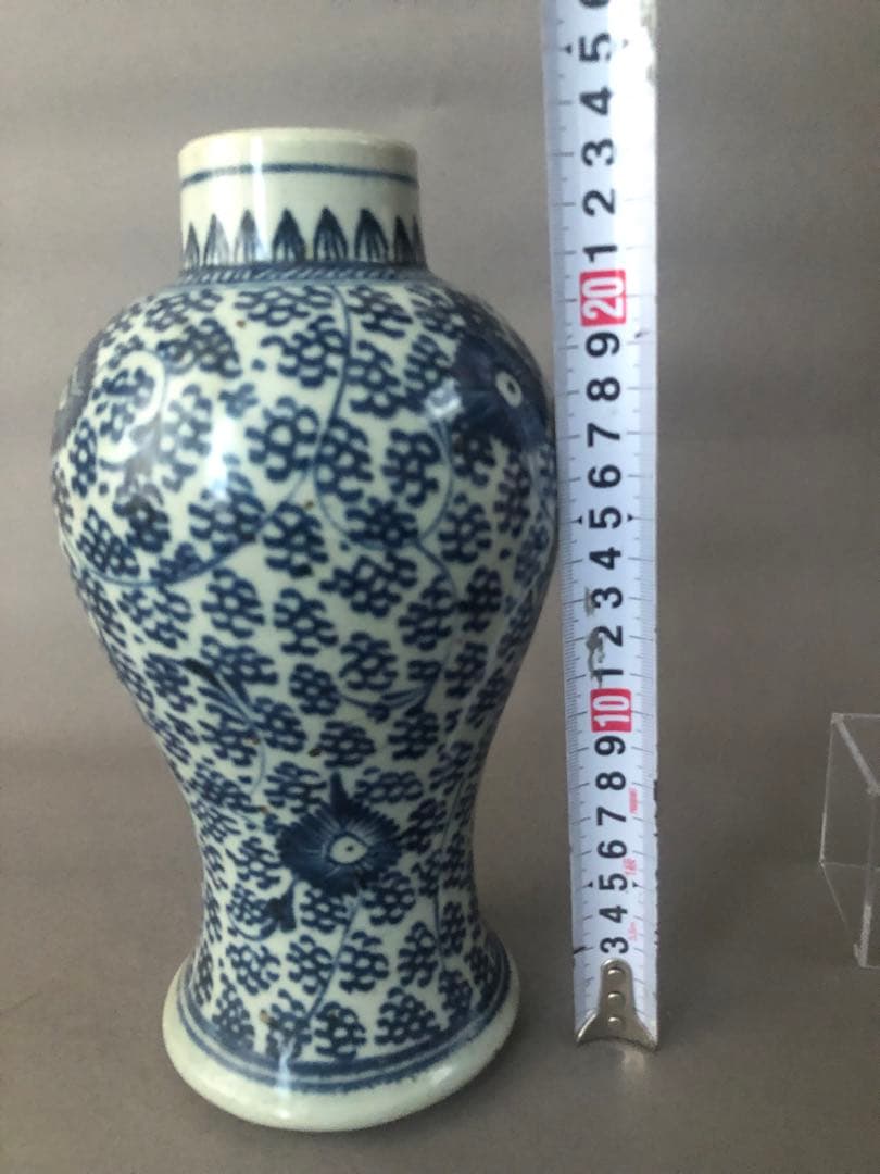 中国美術 清朝　花瓶青花 花文瓶 アンティーク 骨董　陶器