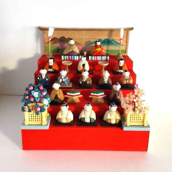 【昭和レトロ】風月雛　雛人形　豆雛　木目込み十五人飾り