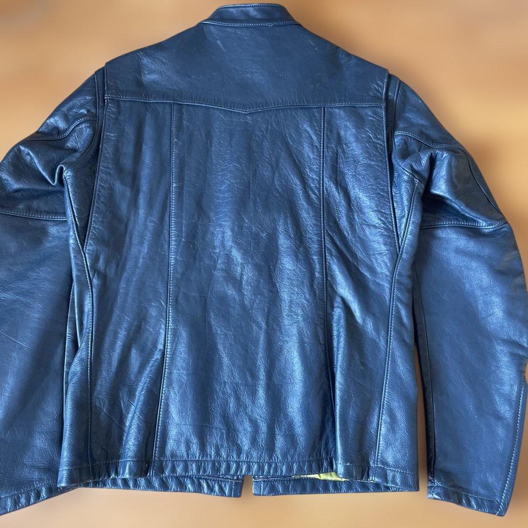 70s bates シングルレザージャケット　ブルーグレー