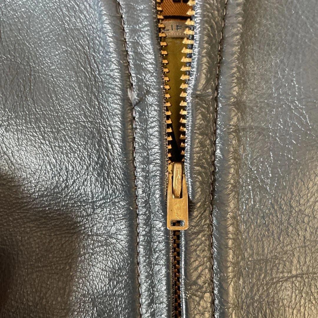 70s bates シングルレザージャケット　ブルーグレー