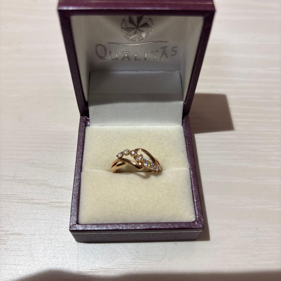 ダイヤ7石付きK18ピンクゴールドリング 11号 美品