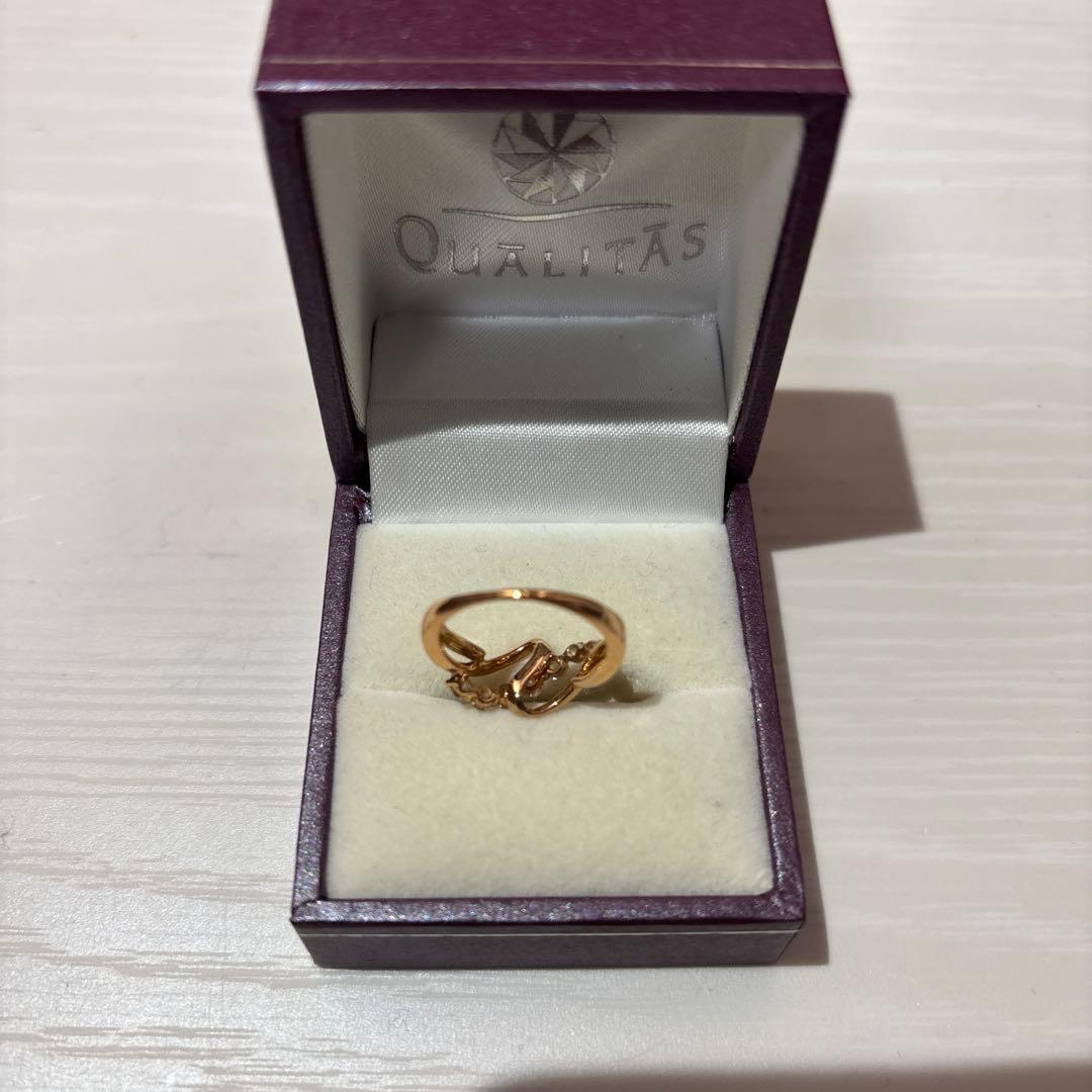 ダイヤ7石付きK18ピンクゴールドリング 11号 美品