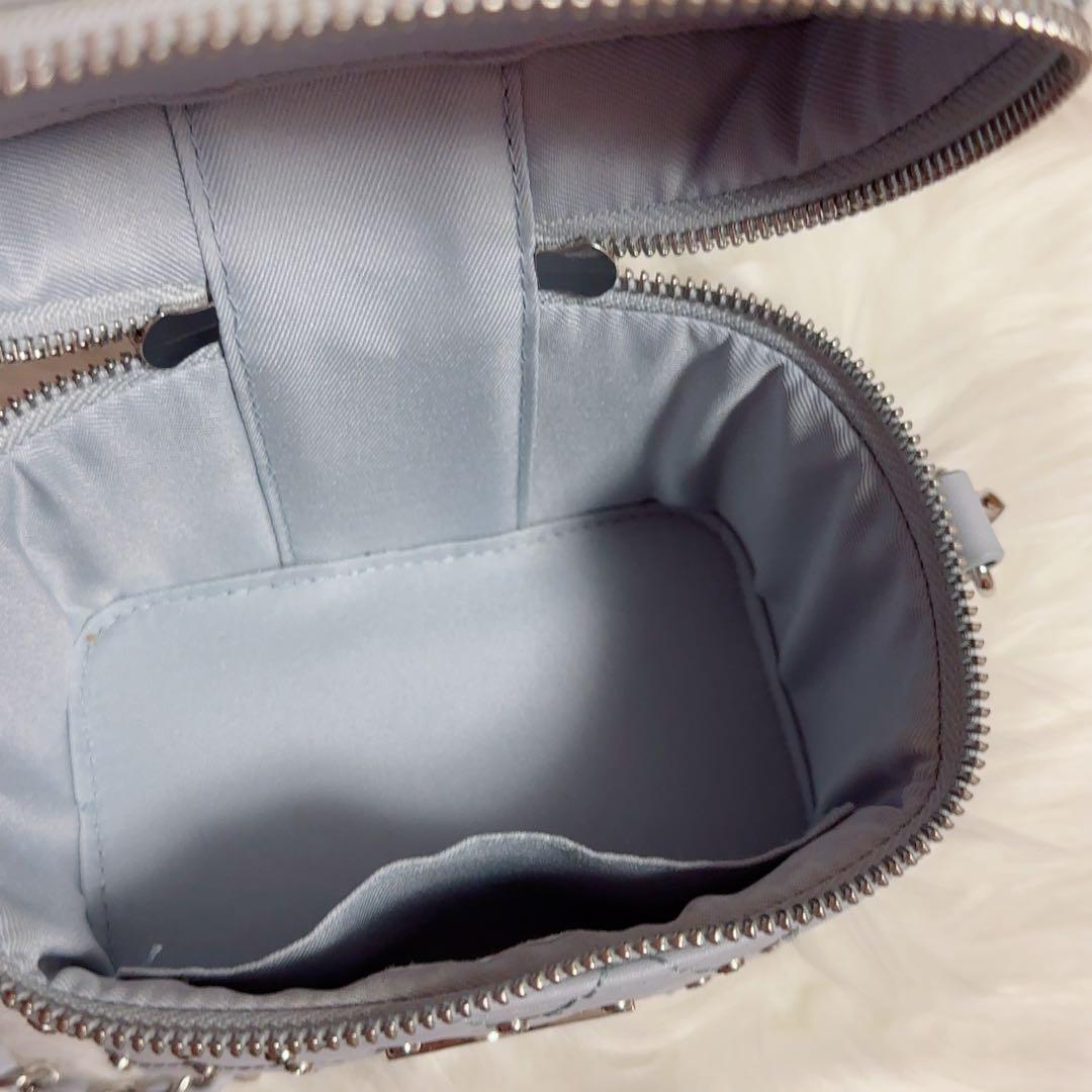 キルティングビジュースクエアミニバッグ sax