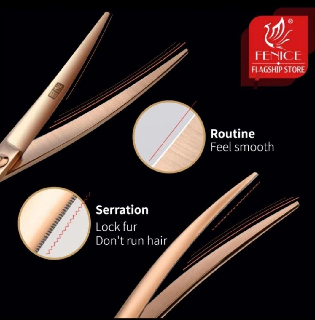 新品★7 in フェニーチェ カーブシザー★ギザ刄 トリミングシザー