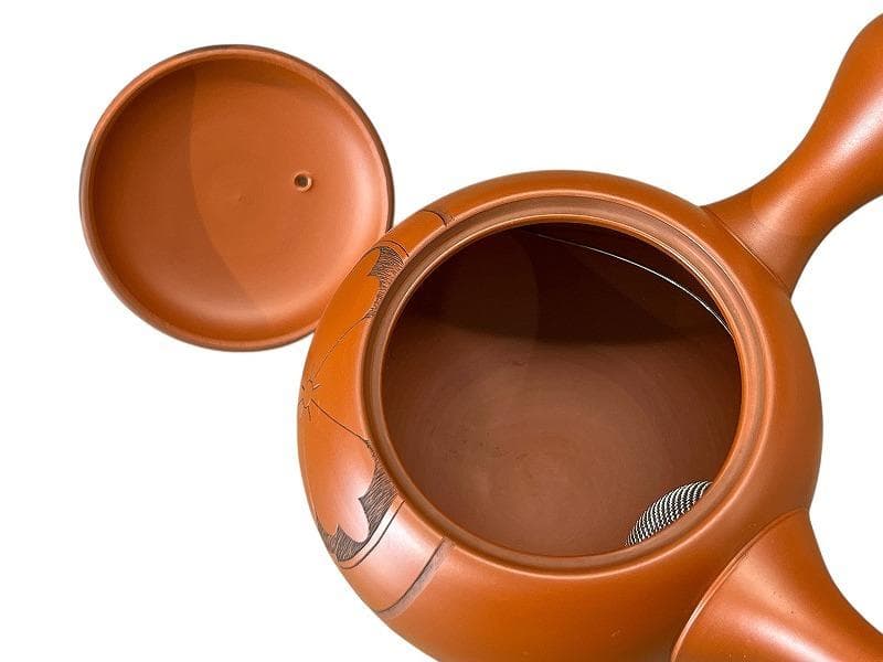 旧家蔵出 新品 常滑焼 吉川雪堂 吉川壺堂 合作 朱泥 急須 茶器 真作保証 ①