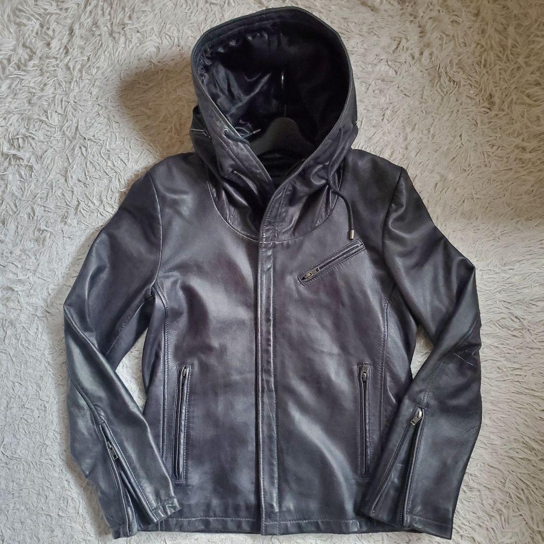 美品 Haruf ハルフ 2way ラムレザー ジャケット ライダース シングル