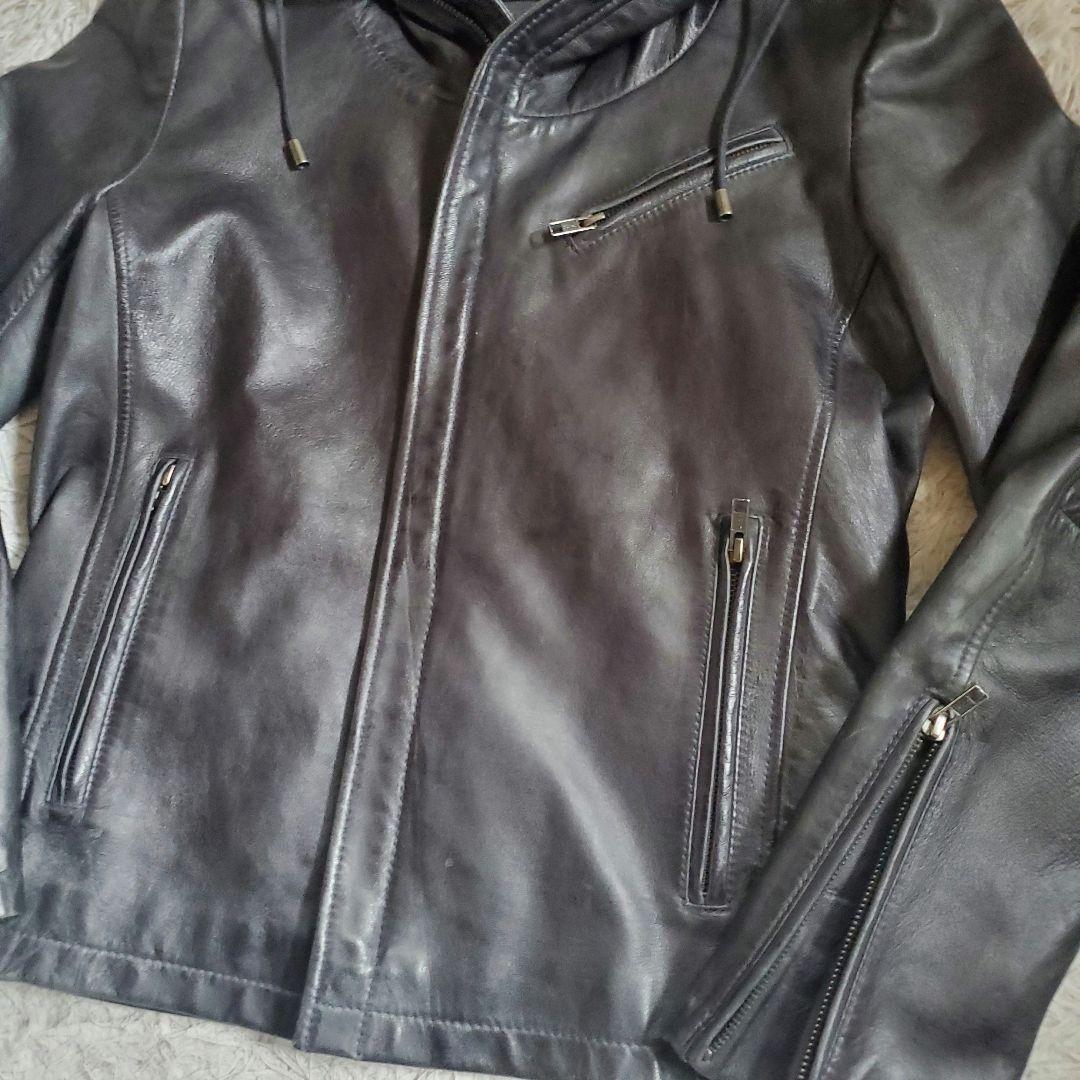 美品 Haruf ハルフ 2way ラムレザー ジャケット ライダース シングル