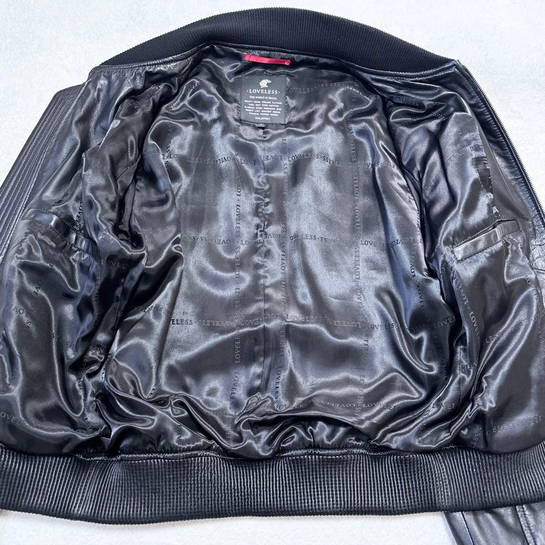 LOVELESS シングルライダース MA-1 羊革 スタッズ ブラック