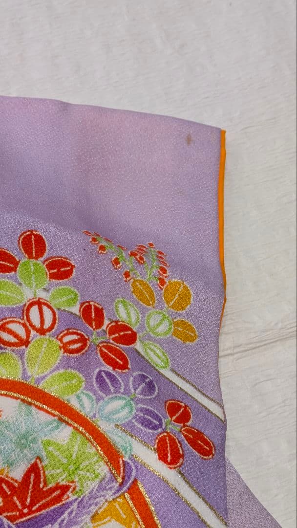 7歳　レトロ薄紫鼓　七五三　お着物・帯セット