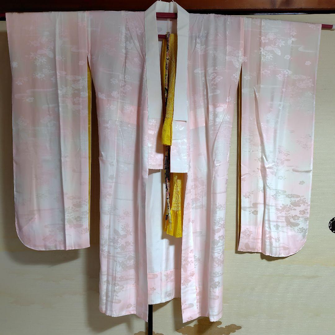 正絹 紅型調赤振袖＆長襦袢＆帯揚げ帯締めセット