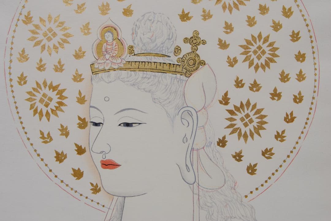 堂本印象 聖女観音 観音菩薩 聖観音 仏画 京都版画院 品川版 木版画