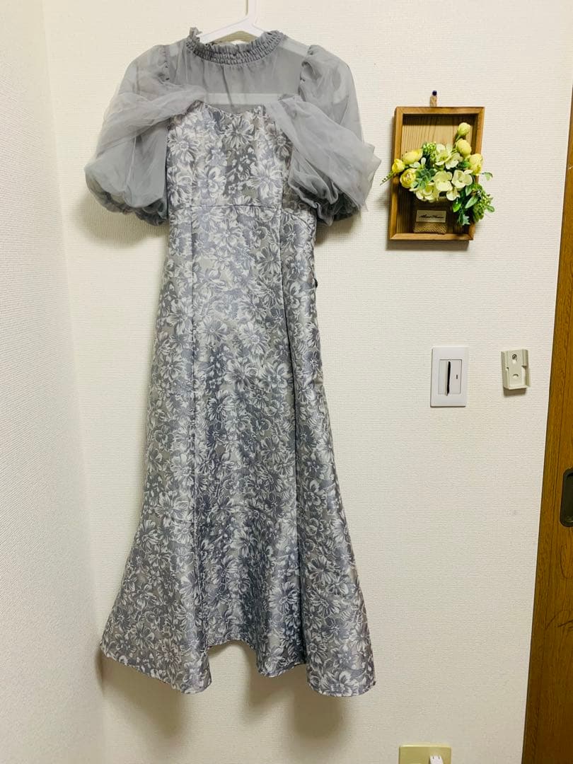 dazzlin シアーベールジャガードワンピース オケージョンドレス グレー M