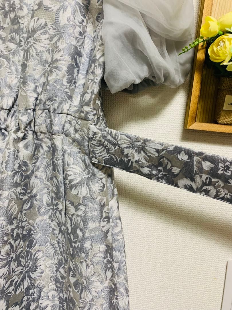 dazzlin シアーベールジャガードワンピース オケージョンドレス グレー M