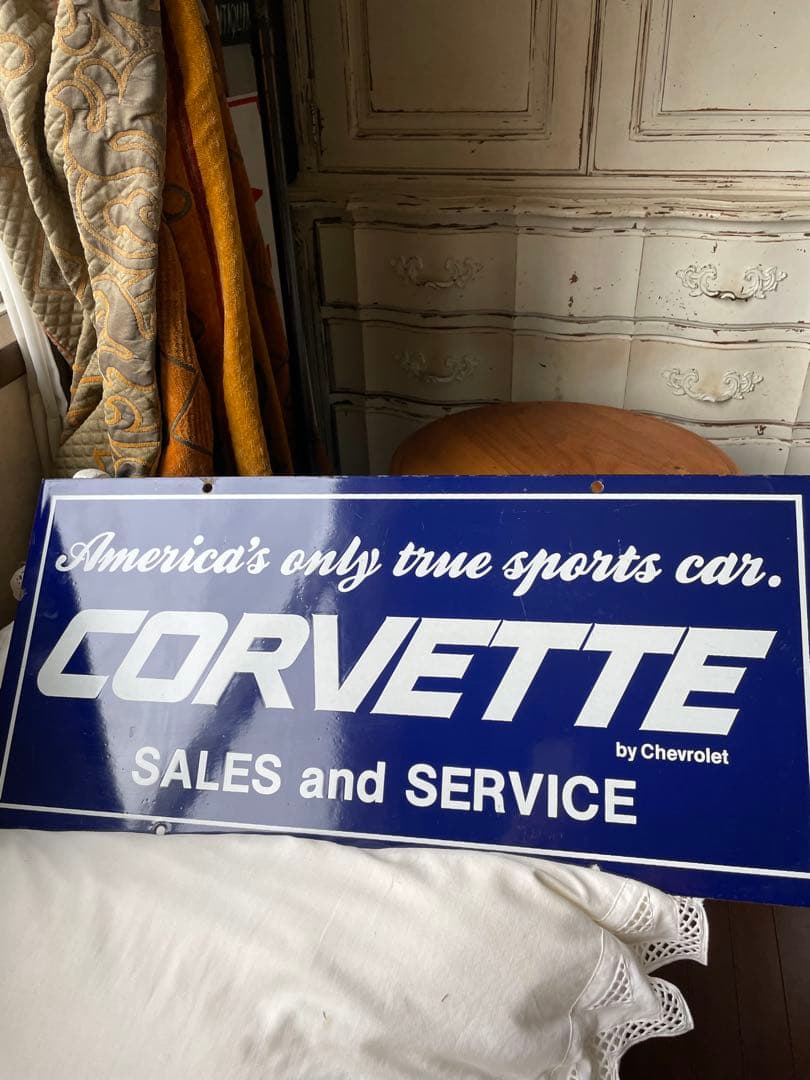 アンティーク　ホーロー　サイン　プレート看板　 　CORVETTE アメリカレア