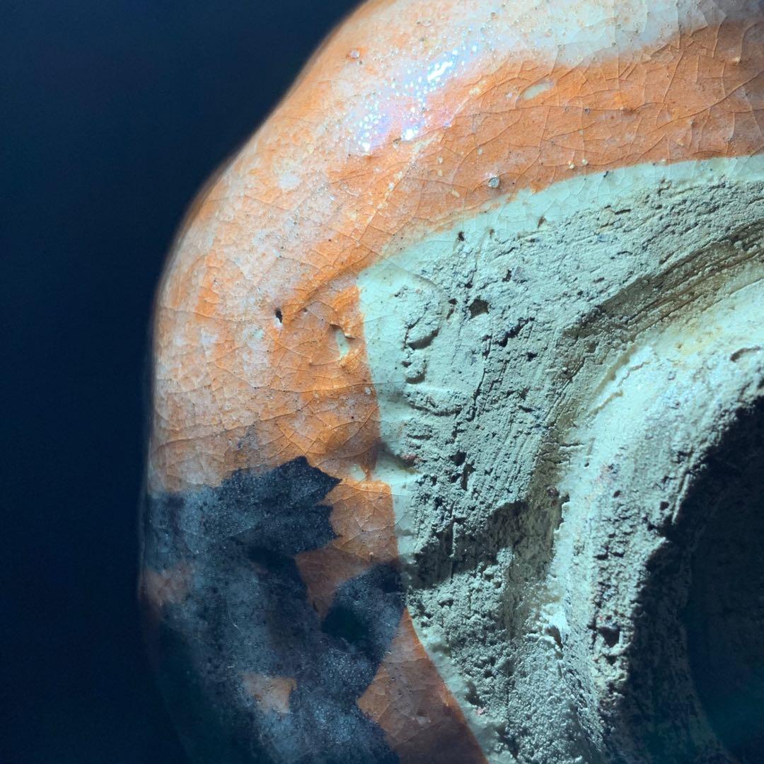 【十一代 楽吉左衛門（慶入）造】松鶴ノ画 赤茶碗 共箱