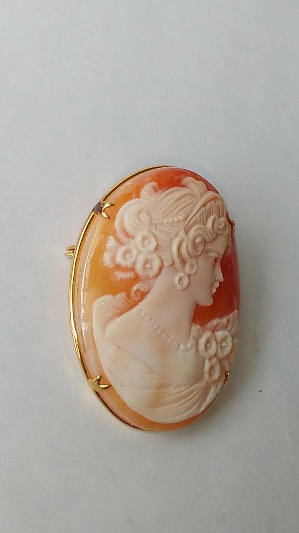 シェルカメオ CAMEO ブローチ 2WAY サイン入り ヴィンテージ 美品