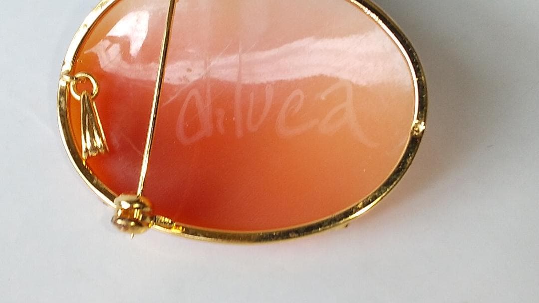 シェルカメオ CAMEO ブローチ 2WAY サイン入り ヴィンテージ 美品