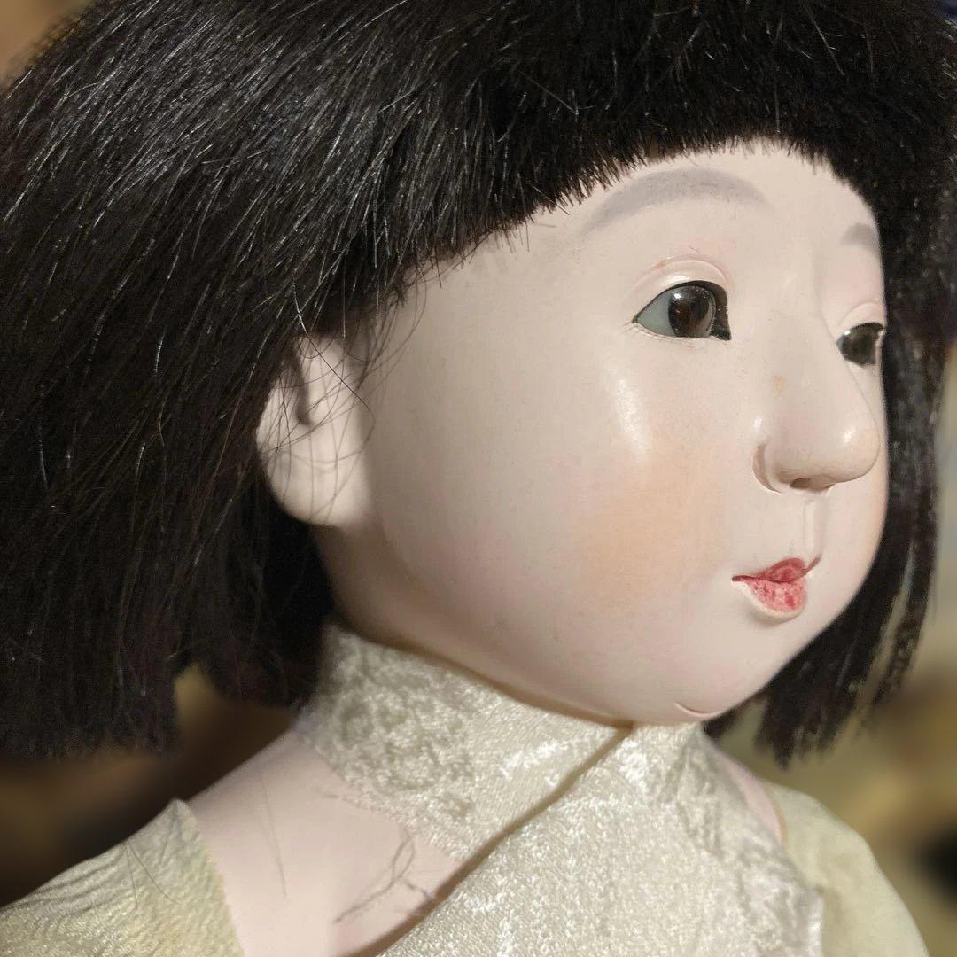 古い市松人形　１２号　４２ｃｍ　昭和初期　色白細面べっぴんさん
