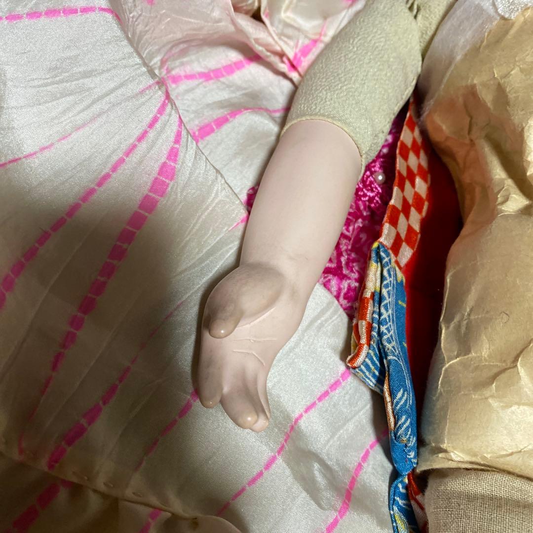 古い市松人形　１２号　４２ｃｍ　昭和初期　色白細面べっぴんさん