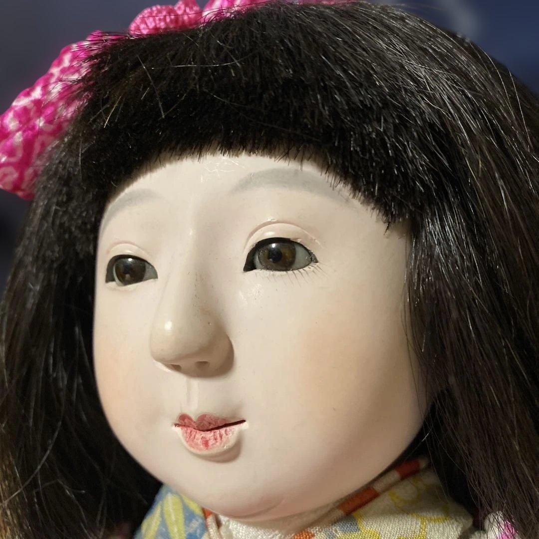 古い市松人形　１２号　４２ｃｍ　昭和初期　色白細面べっぴんさん