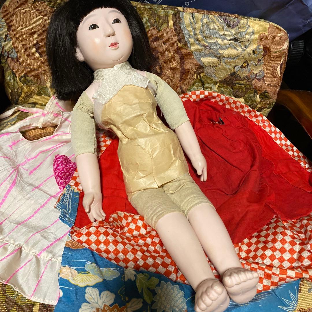 古い市松人形　１２号　４２ｃｍ　昭和初期　色白細面べっぴんさん