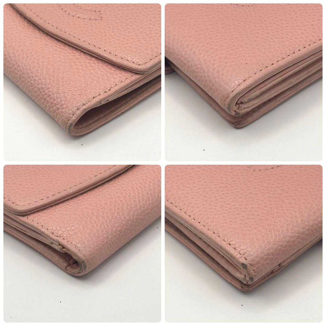 【人気モデル】CHANEL シャネル キャビアスキン 二つ折り財布 ココマーク