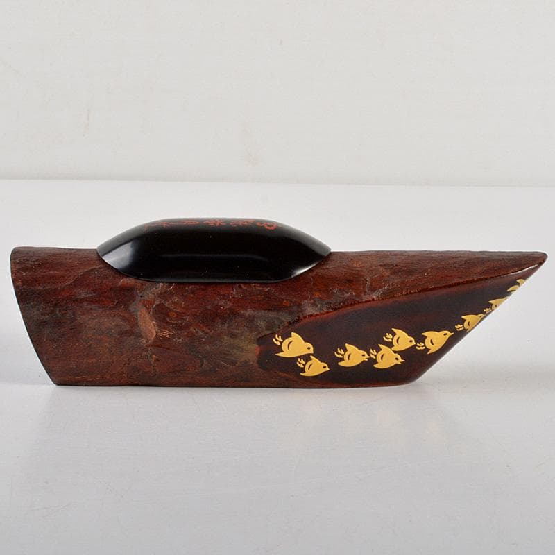 茶道具　畑幸春作　蜑小舟　香合　銘「友綱」　紫野　小林太玄極め箱　V　R7264