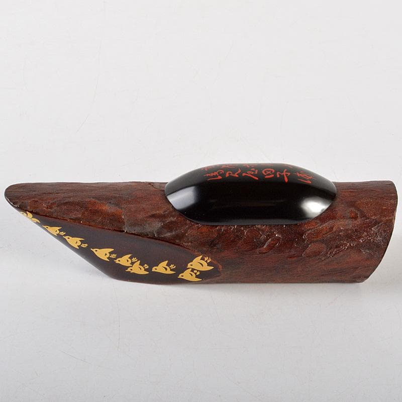 茶道具　畑幸春作　蜑小舟　香合　銘「友綱」　紫野　小林太玄極め箱　V　R7264