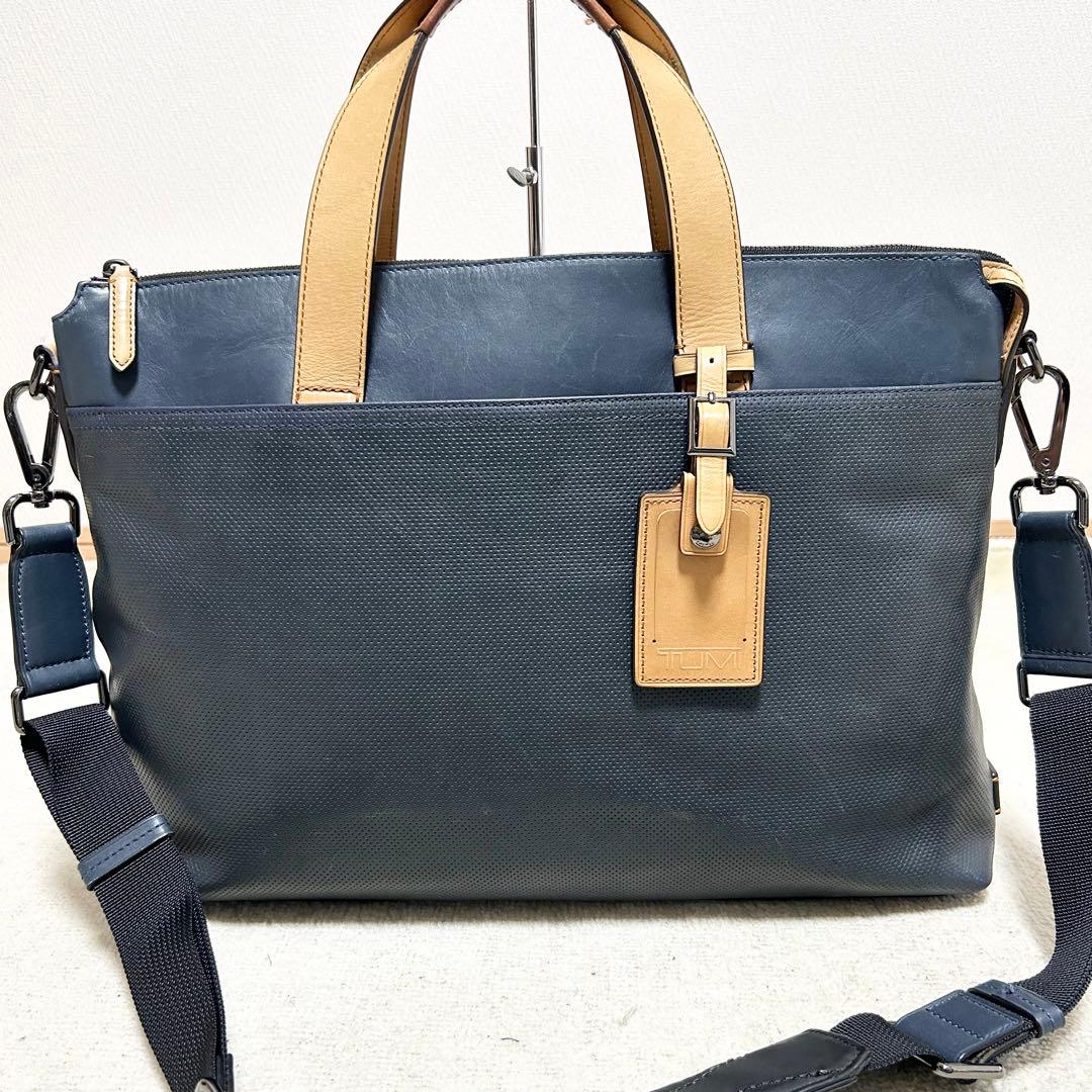 希少　トゥミ　TUMI オールレザー　ブリーフケース ビジネスバッグ　ネイビー