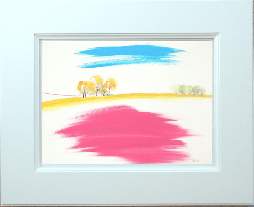 油絵 菅家令子 絵 絵画 インテリア 額付(白) uF6-111509 風景