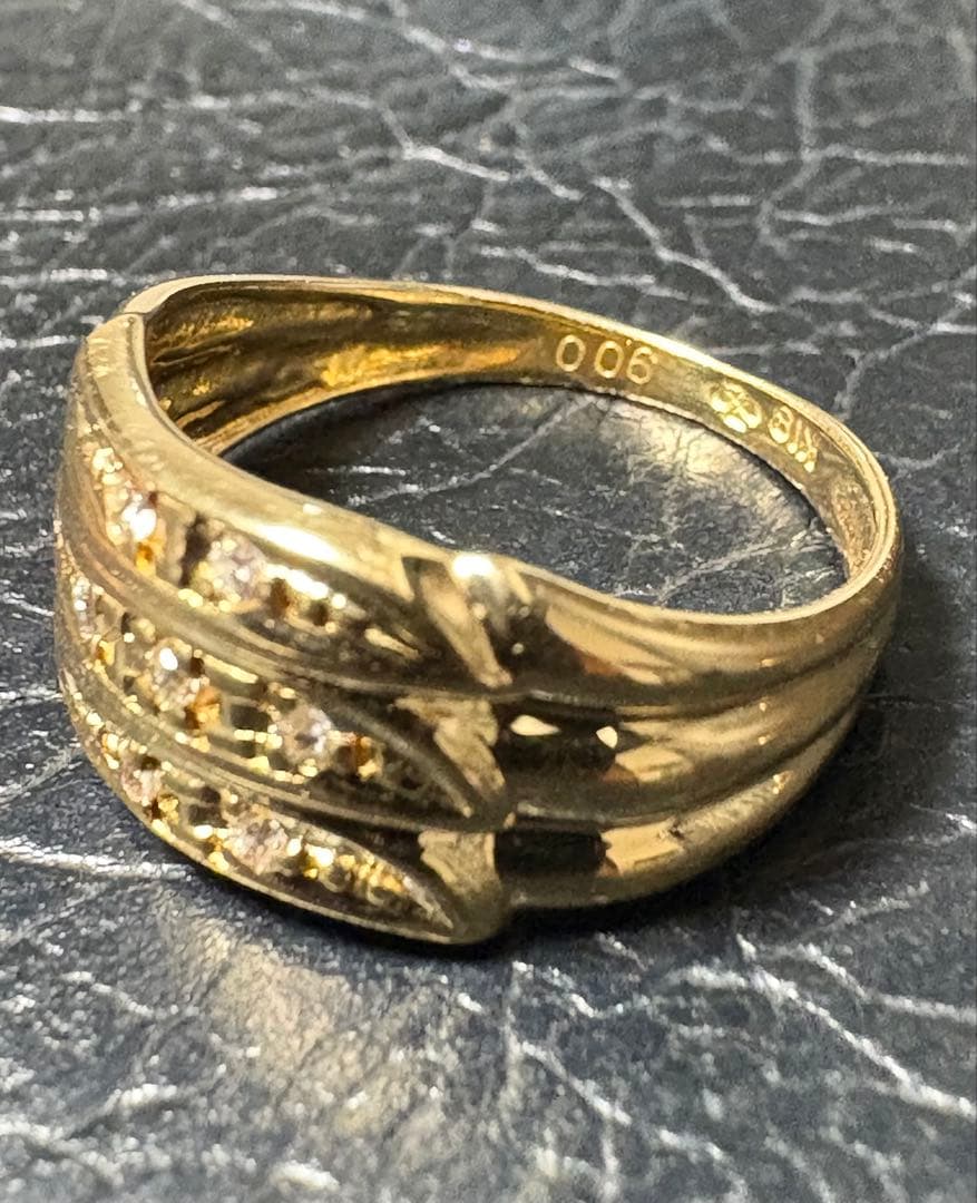 K18 YG イエローゴールド ダイヤ リング 指輪 6号