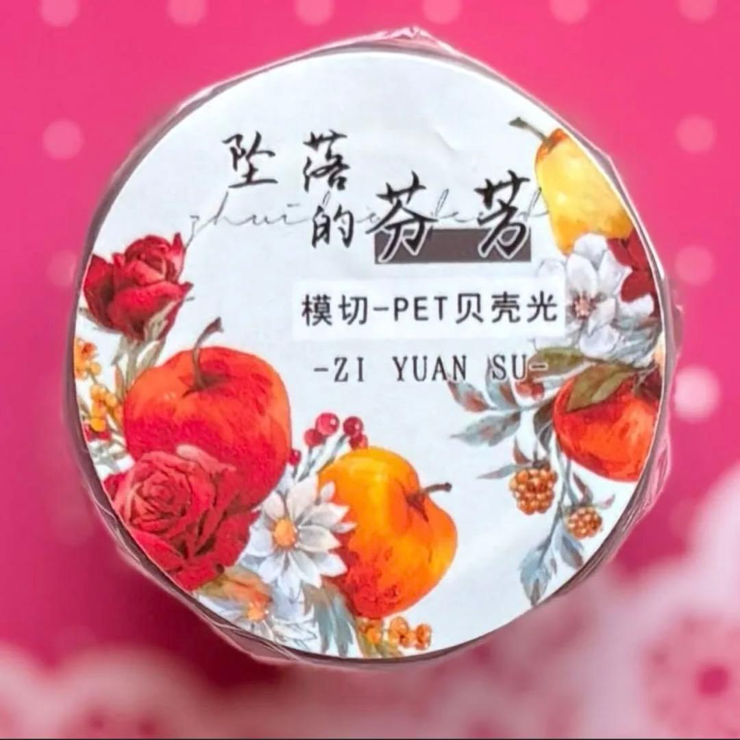 贝壳光 坠落的芬芳 ダイカット加工 6cm×5m 海外マスキングテープ 花