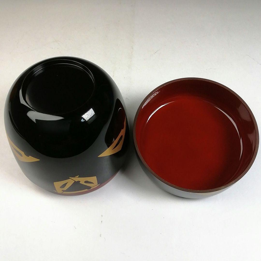 Ｔ１０００　棗　『うろこ鶴蒔絵』『内朱塗』『塗師　辻石斎』　共箱　茶道具