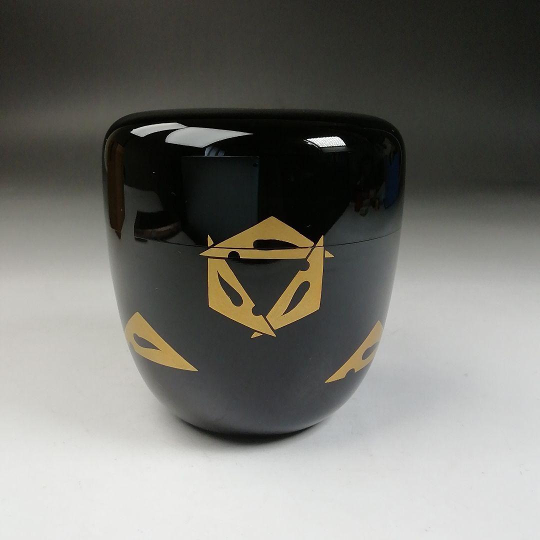 Ｔ１０００　棗　『うろこ鶴蒔絵』『内朱塗』『塗師　辻石斎』　共箱　茶道具