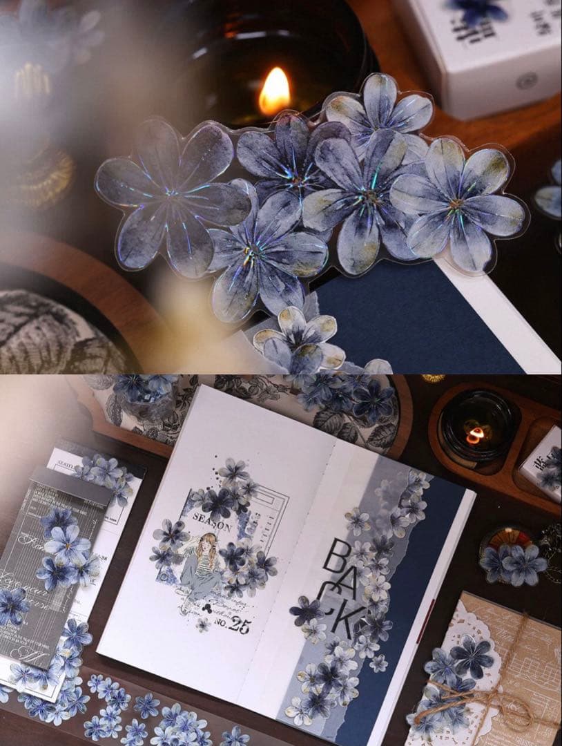 贝壳光 深海蓝 ダイカット加工 5cm×6m 海外マスキングテープ　海外マステ