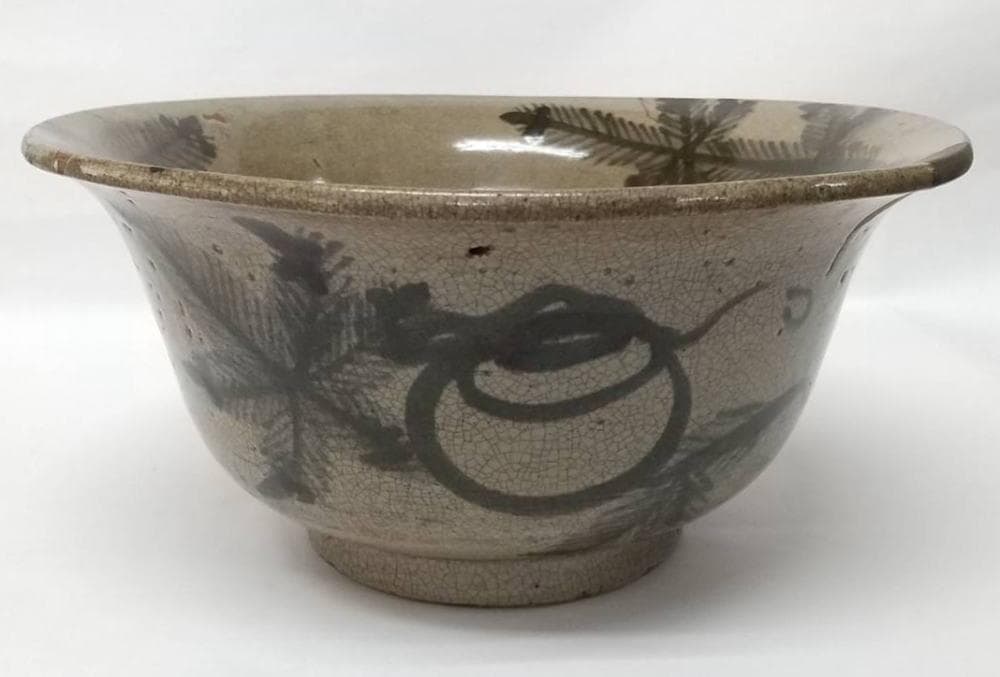 古唐津 水指 根引き松 絵唐津 金継ぎ（修復あり） 箱付 骨董 WWTT183