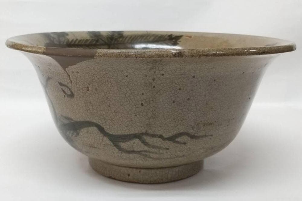 古唐津 水指 根引き松 絵唐津 金継ぎ（修復あり） 箱付 骨董 WWTT183