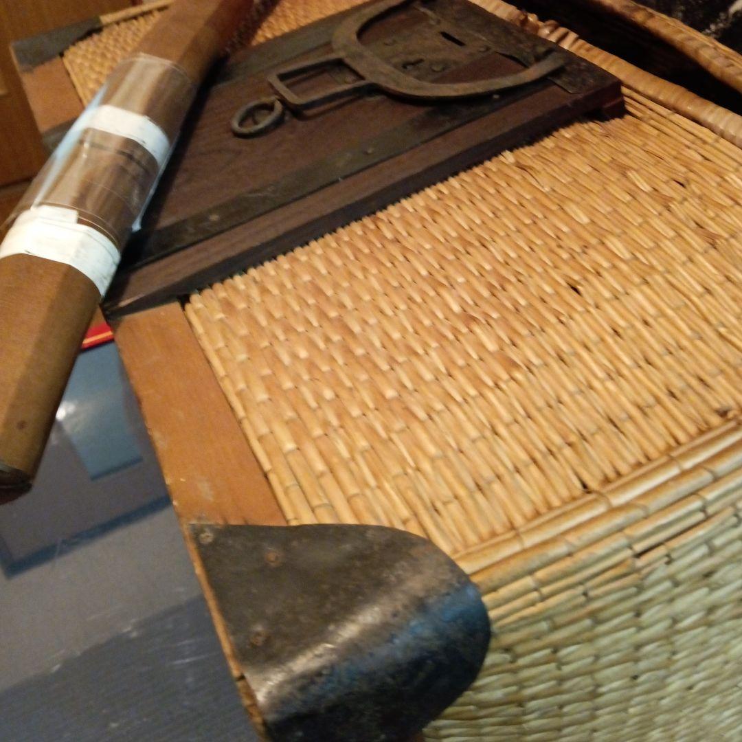 江戸時代幕末期〜明治時代後半期頃武家旧家蔵出道中仕様鋏箱形時代柳行李珍品当時物