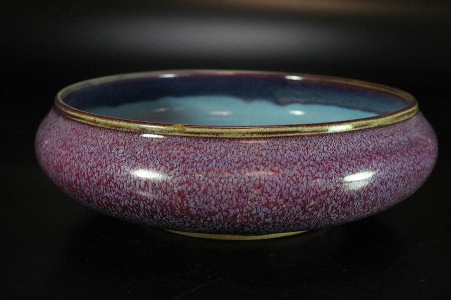 中国美術 鈞窯 斑紫釉 洗 φ18.5cm(K-LC214)