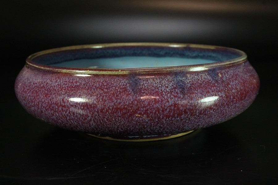 中国美術 鈞窯 斑紫釉 洗 φ18.5cm(K-LC214)