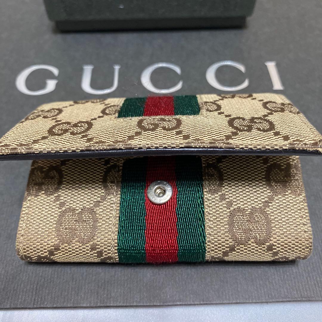 美品　グッチ　GUCCI　6連キーケース　GG柄シェリーライン　キャンバスレザー