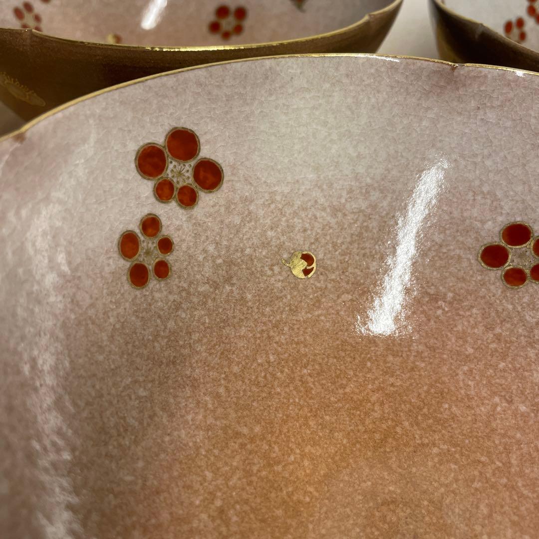 澤村陶哉　紅白梅文　向付　5客　陶磁器　茶道具