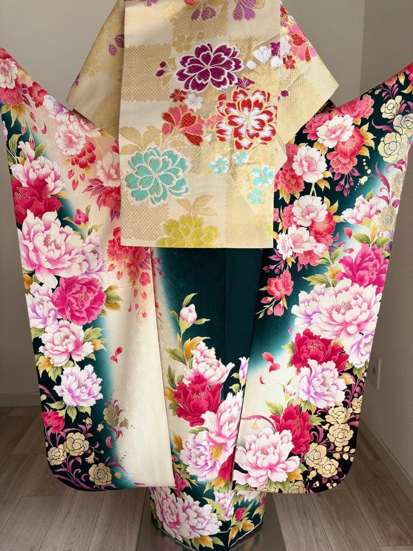 専用です⭐️豪華絢爛　振袖フルセット　正絹振袖　正絹袋帯　成人式　深緑系